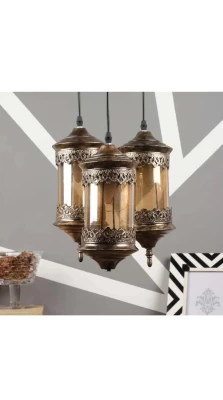 Antique Metal 3 Light Cluster Hanging Lamp