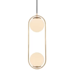LED Pendant Hanging Light Gold Finish and Glass Sphere
