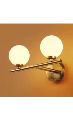 Nordic Style 1/2 Light Wall Sconce Light Gold Orb Wall Mount Lighting with Glass Shade