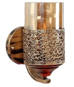Gold-Toned Cylindrical Traditional Antique Wall Lamp