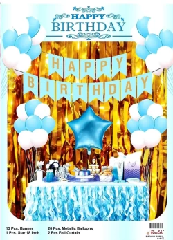 Blue Golden Theme Birthday Decoration Combo 23