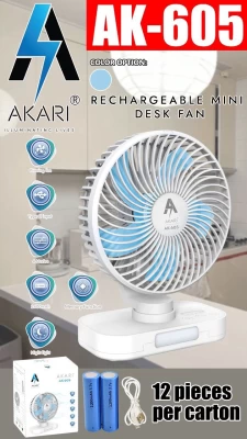 Akari Rechargeable Mini Desk Fan AK-605