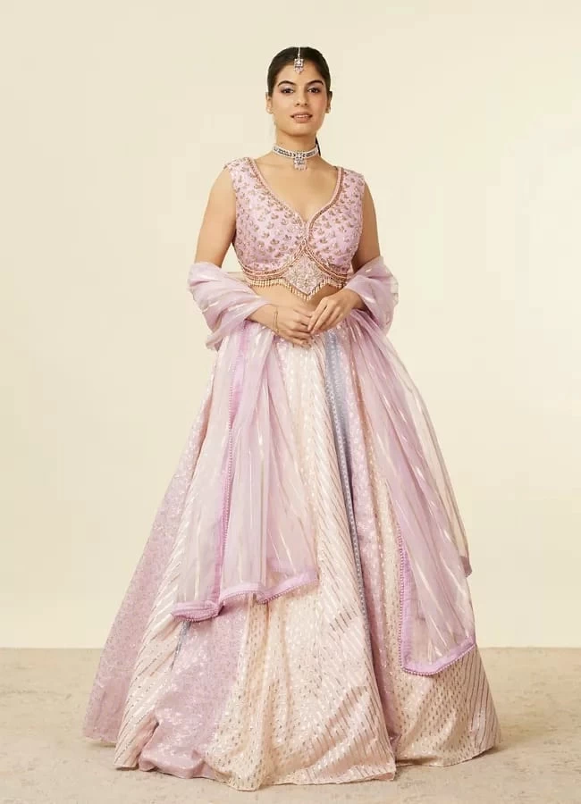 Pink and Purple Traditional Silk Lehenga main image 1