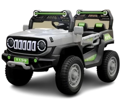 Rev Up The Fun: Dual-Motor Electric Hummer Jeep for Kids with Music, Spring Suspension, and Swinging Action (Grey)