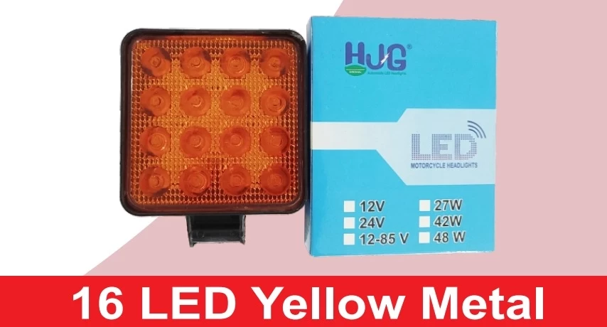16 LED Yellow Metal Round & Square Lights