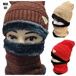 Womens \Unisex Wool Cap Plus Muffler Set