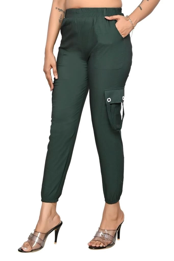 Women Dark Green Pants 02
