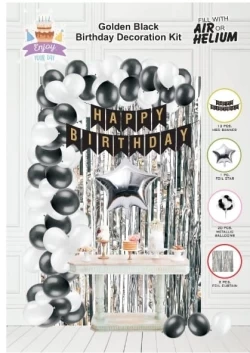 Black White Theme Birthday Decoration Combo