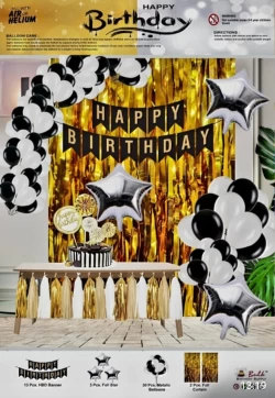 Black White Theme Birthday Decoration Kit