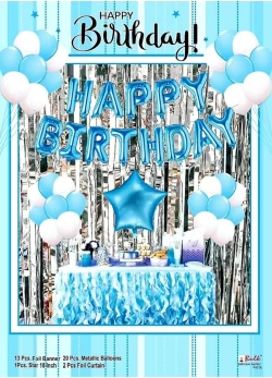 Silver Blue Theme Birthday Decoration Combo 09