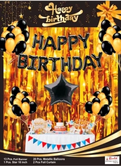 Golden Black Theme Birthday Decoration Combo 14