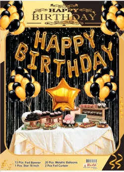 Black Golden Theme Birthday Decoration Combo 19