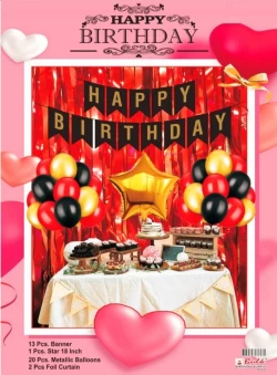 Red Golden Theme Birthday Decoration Combo 24