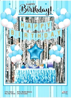 Blue Silver Theme Birthday Decoration Combo 26