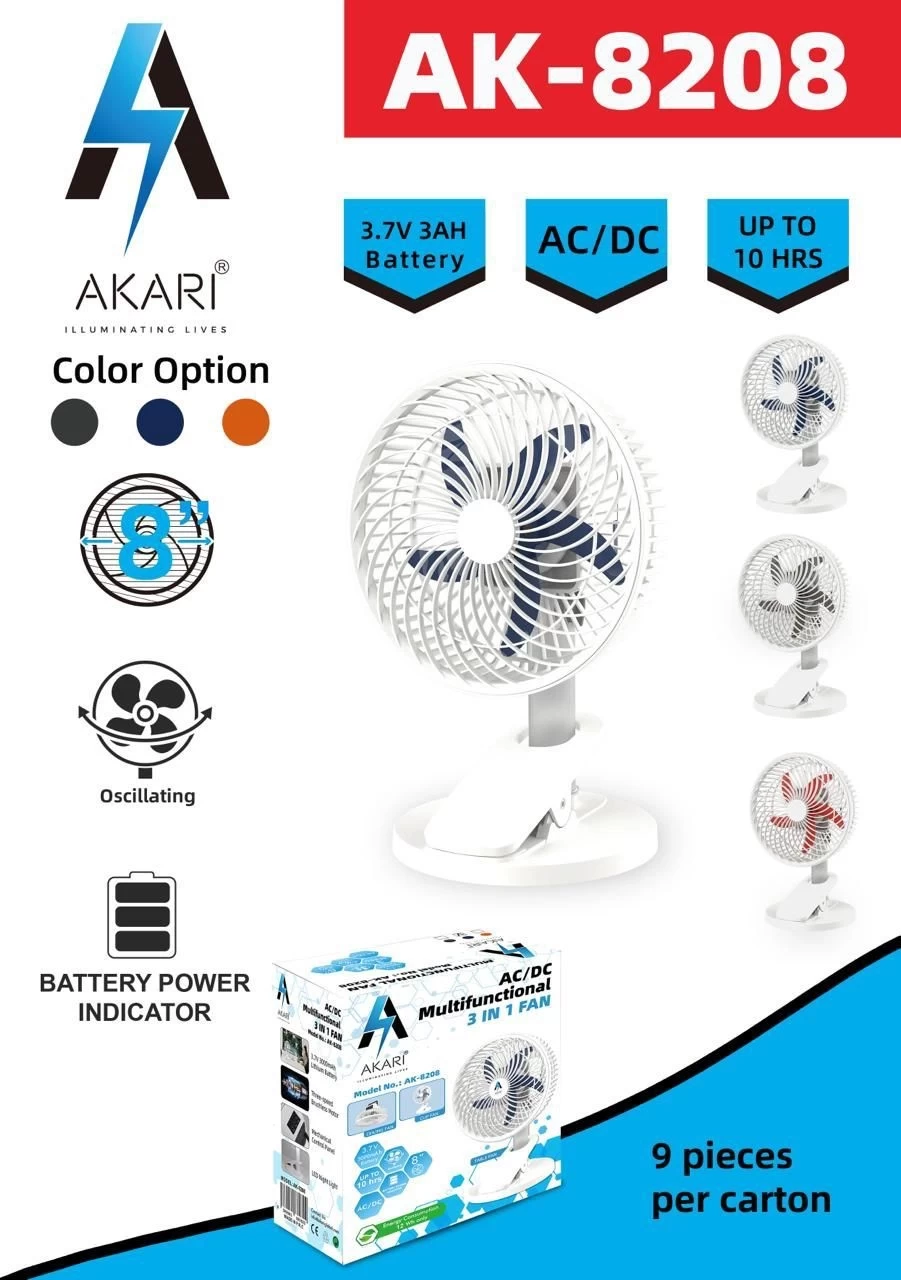 Akari Rechargeable Fan Ak-8208
