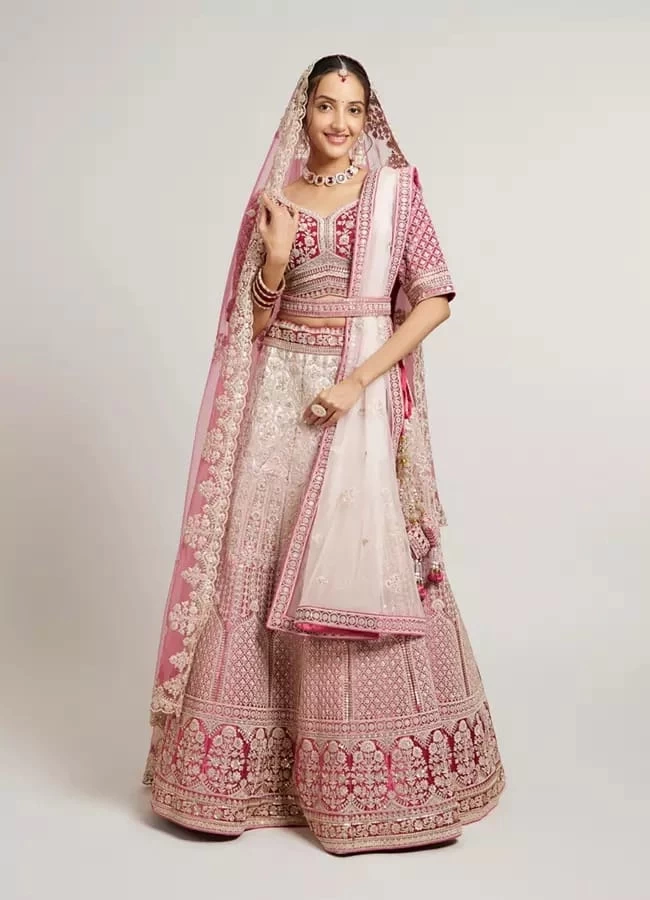 Coral Velvet Lehenga Euphoria