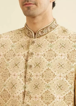 Fawn Embroidered Sherwani