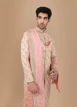 Blissful Beige Groom Sherwani
