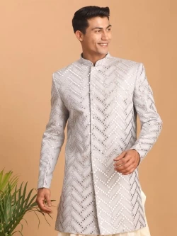 Mens Lavender Silk Blend Sherwani