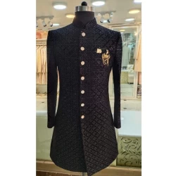 Designer Men Black Sherwani For Wedding