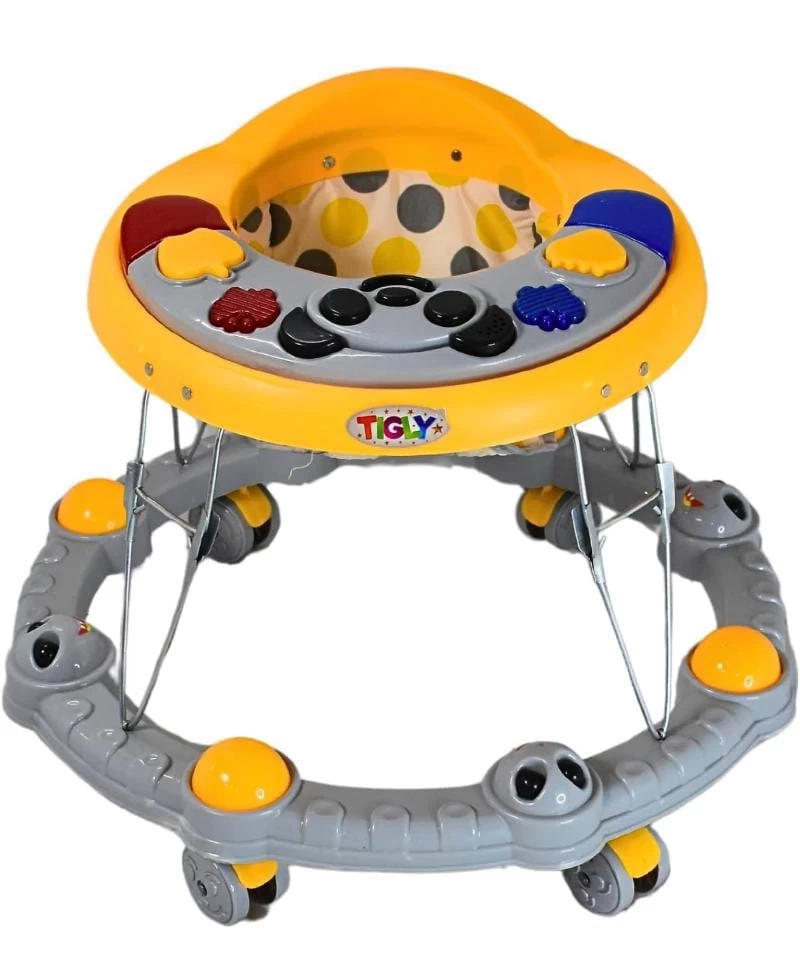 MAXONOVA TIGLY Foldable Baby Walker with MUSIC - Round Wide Base, Super Solid PVC