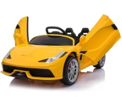 Kawaii Kids Battery Operated Super Car for Kids with Hydraulic Doors, Music & Light for Kids 2 to 6 Years (Yellow)