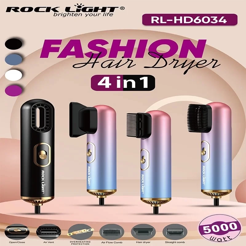Rock Light RL-HD6034 Hair Dryer with Straight Comb