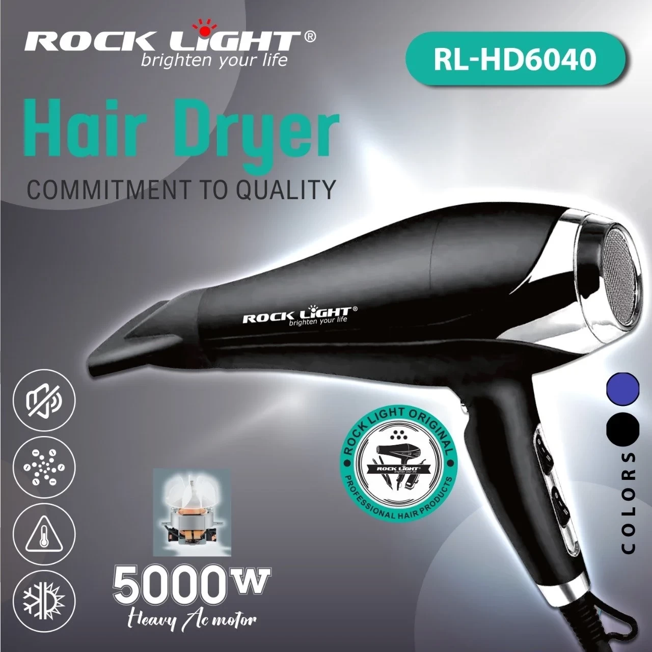 Rock Light RL-HD6040 5000W Top Professional Hair Dryer
