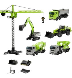 eLearn Construction Toys Truck for Boys 3-5, Kids Crane Excavator Digger Dump Tow Truck