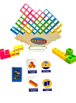 PlayKith Stacking and Balancing Blocks Tower Game for Kids and Adults with 22 Game Cards